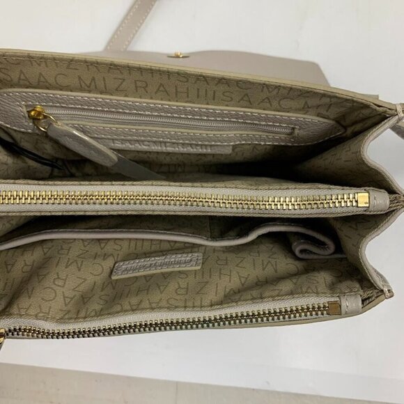 Isaac Mizrahi Women's Nolita Pebble Leather Accordion Bag Crossbody in Soft Gray - Picture 11 of 16